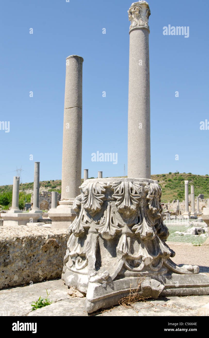 Antike römische Ruinen Perge Türkei Stockfoto