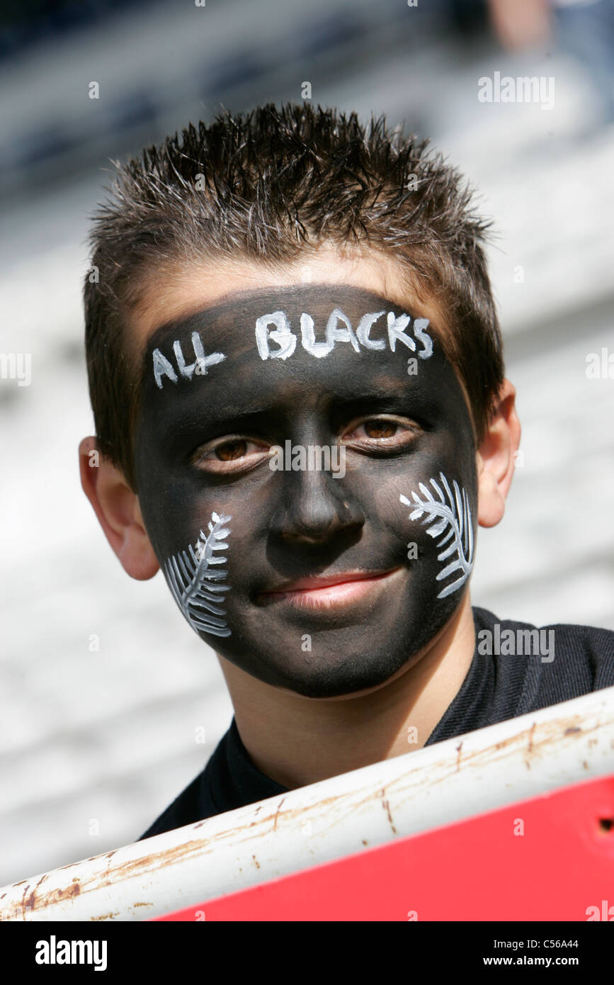 Rugby-Fans aus Neuseeland team warten bereit für den Rugby World Cup 2011 Stockfoto