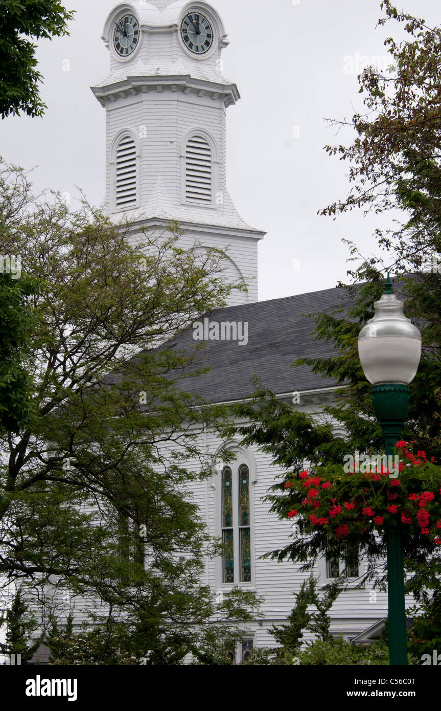 Kastanien-Täufer-Kirche Camden Maine Stockfoto