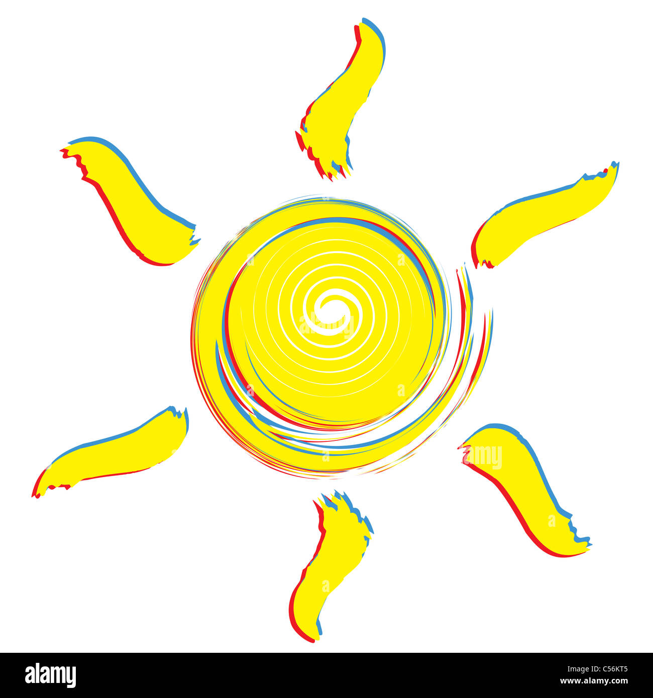 Sonne mit Strahlen. Abstrakte Darstellung. Stockfoto