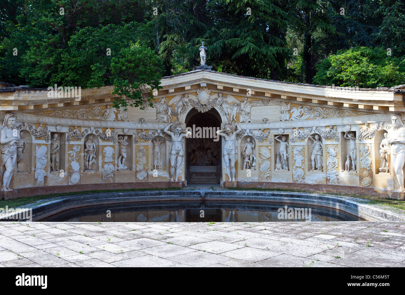 Italien, Veneto, Maser, Villa Barbaro Brunnen, Architekt Andrea Palladio Stockfoto