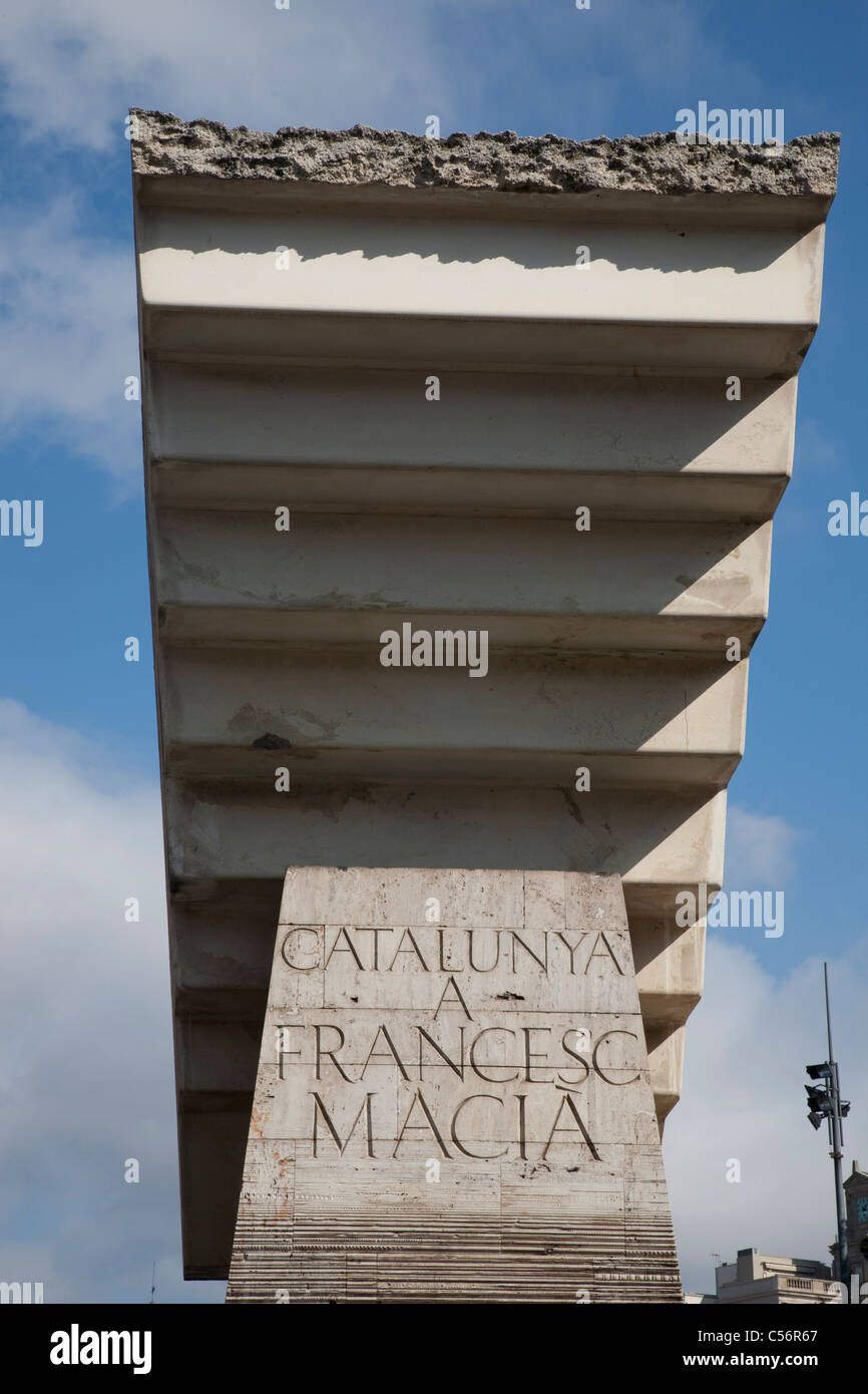Catalunya-Denkmal von Francesc Macia in Praca de Catalunya Platz; Barcelona; Katalonien; Spanien Stockfoto