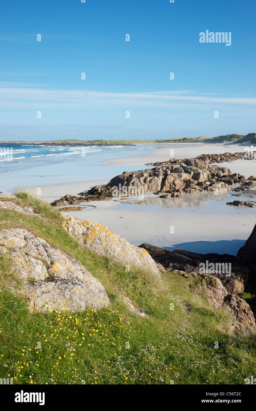 Traigh Thodhrasdail oder Labyrinth-Strand in der Nähe von Kilkenneth, Tiree, Argyll, Schottland. Stockfoto