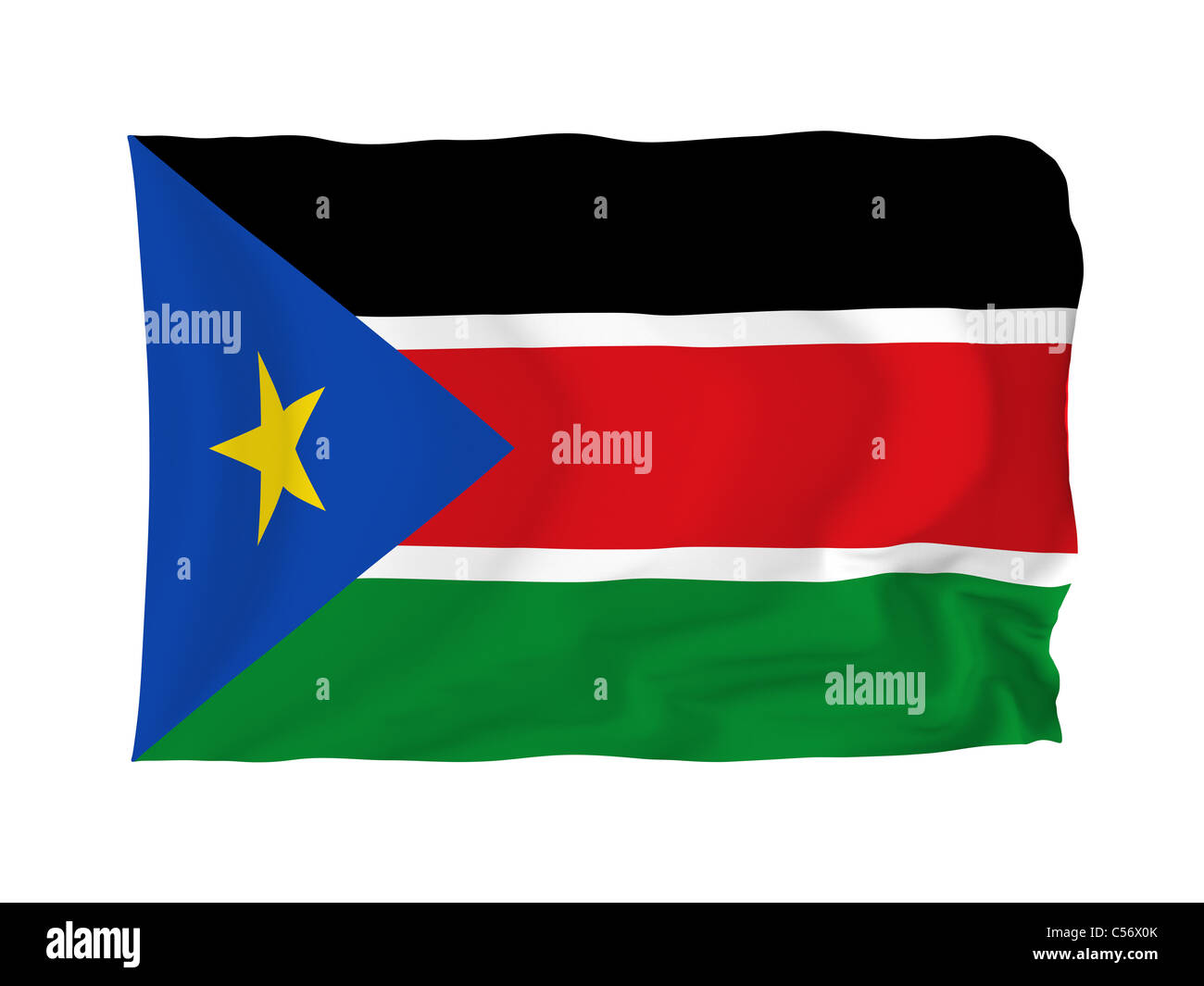 Hochauflösendes Bild der Nationalflagge der Republik Südsudan in Afrika. Etablierten 9. Juli 2011 Stockfoto