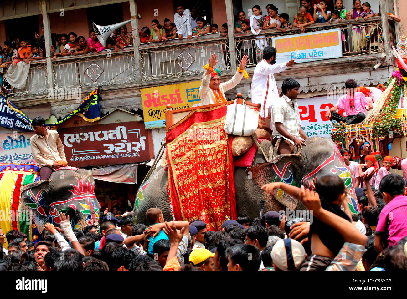 Rath Yatra Prozession in Ahmedabad, Gujarat, Indien Stockfoto Rath Yatra Prozession in Ahmedabad, Gujarat, Indien Stockfoto