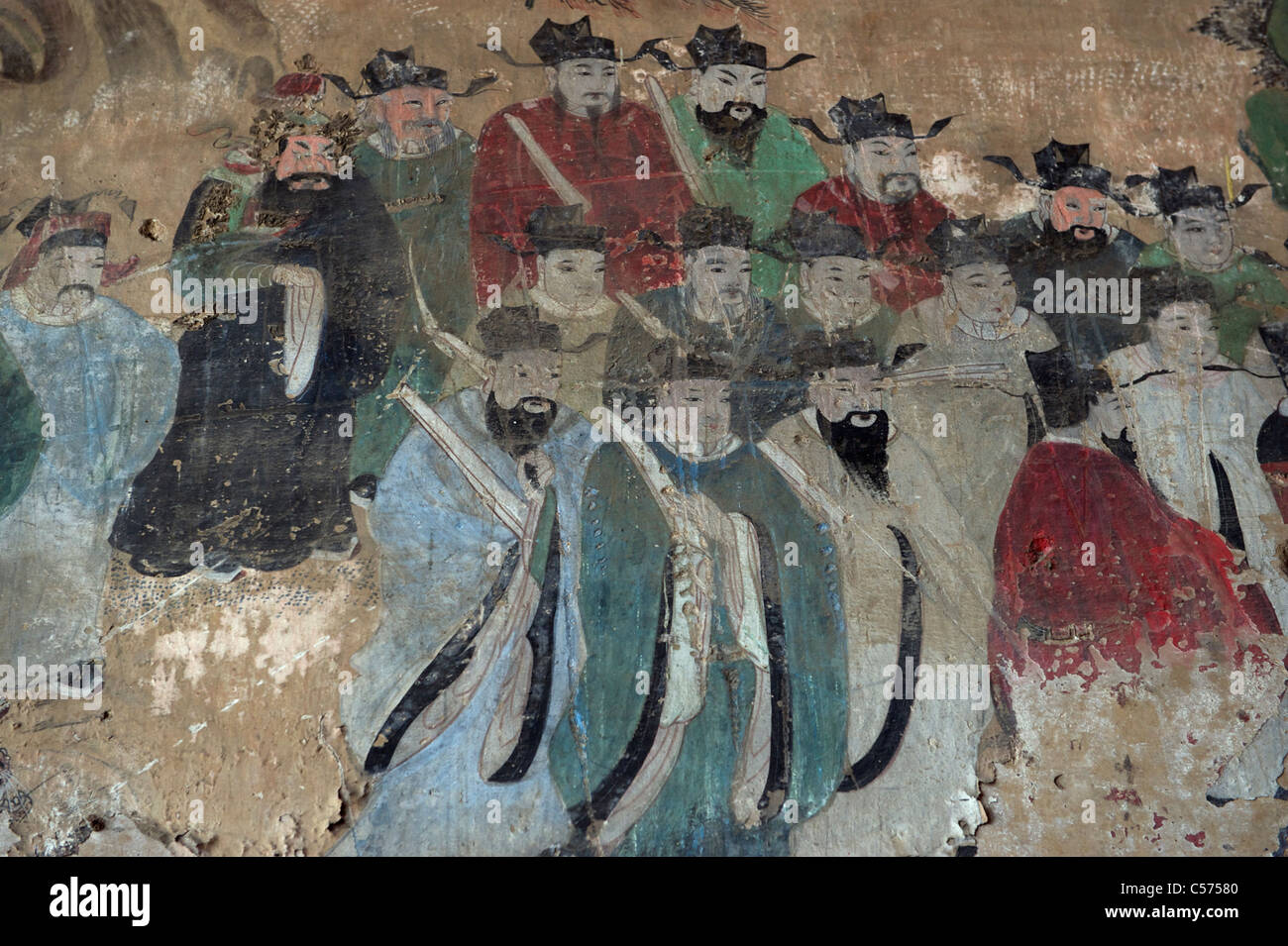 Teil der taoistischen Wandbild der Song Dynasty(960-1279) in der Tiankuang Hall in Dai-Tempel, Shandong, China. 2011 Stockfoto