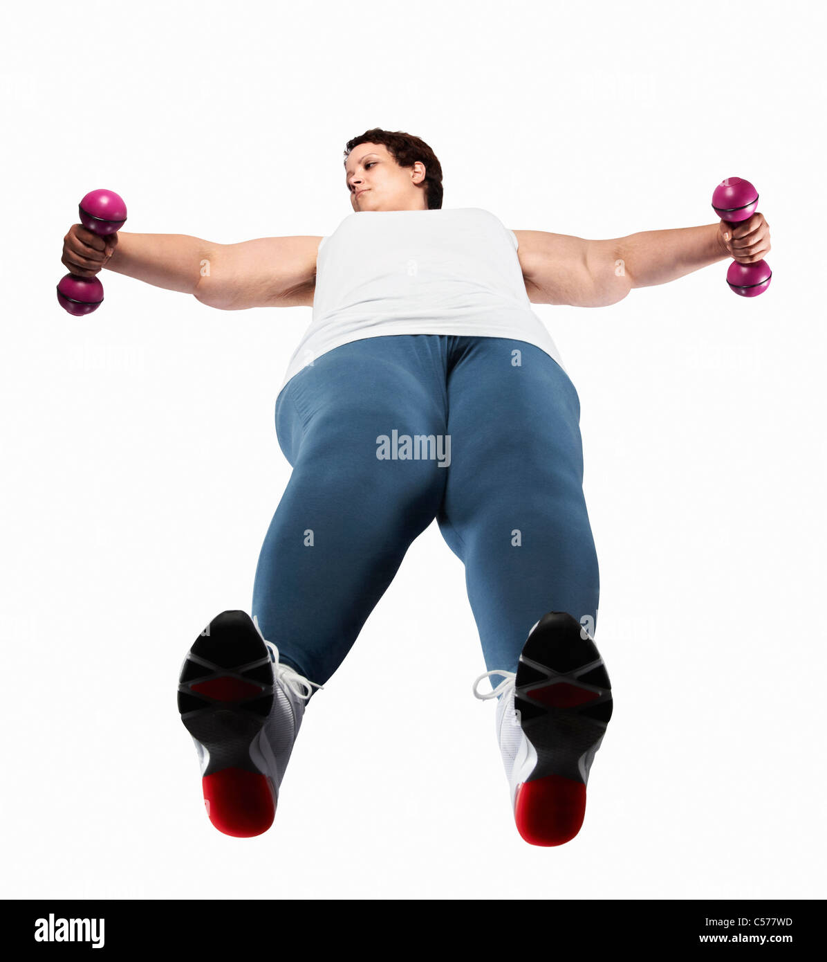 Große Frau Gewichtheben Stockfoto
