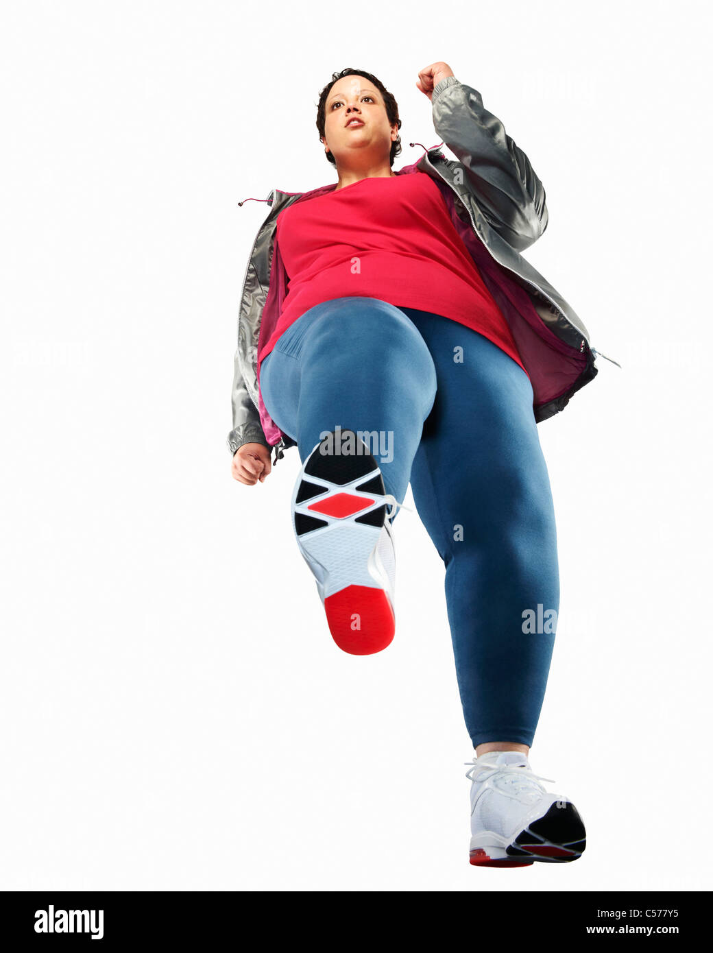 Große Frau, Joggen Stockfoto