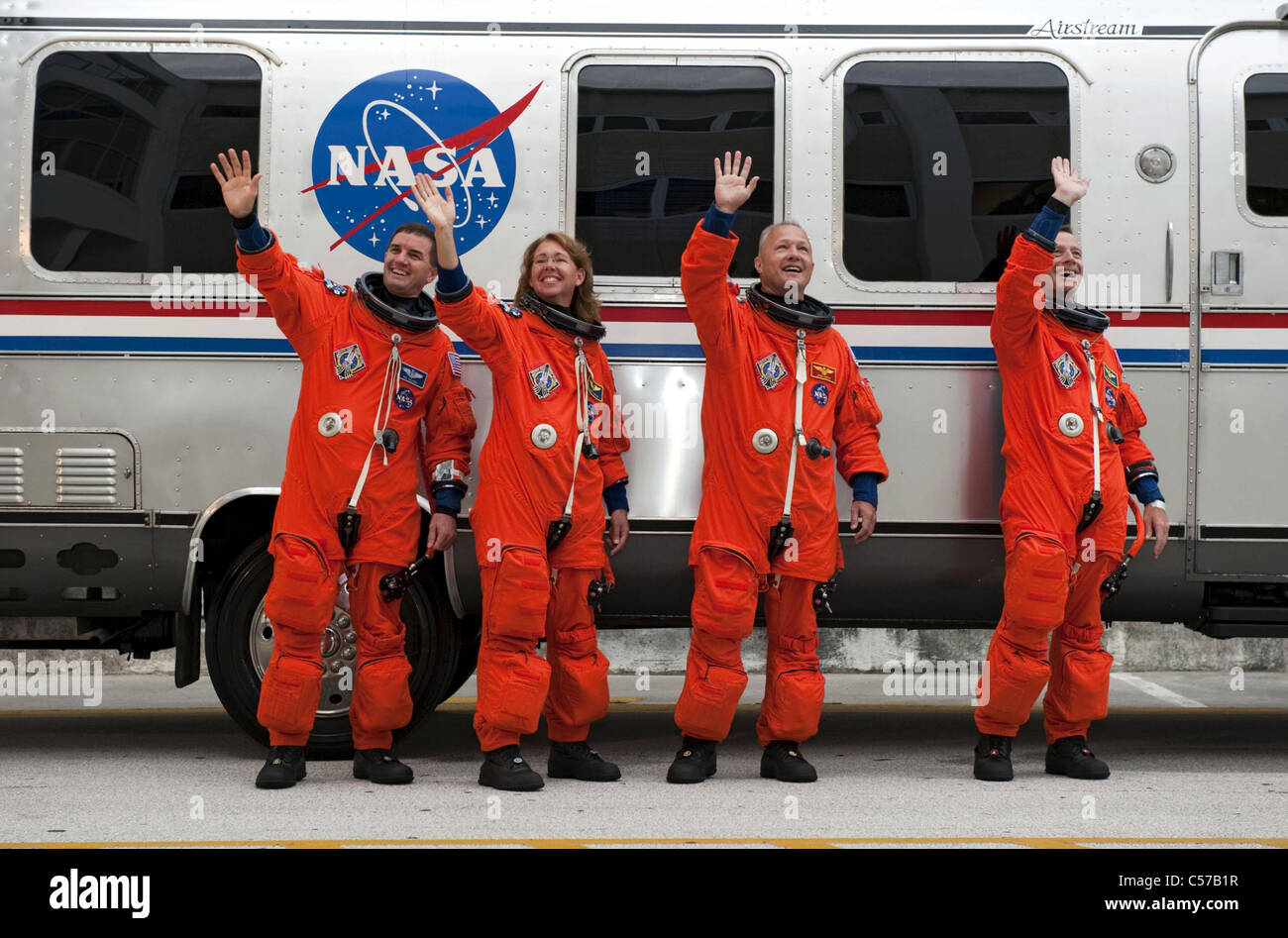 Space Shuttle Atlantis-Crew, letzte Mission STS135 Stockfoto