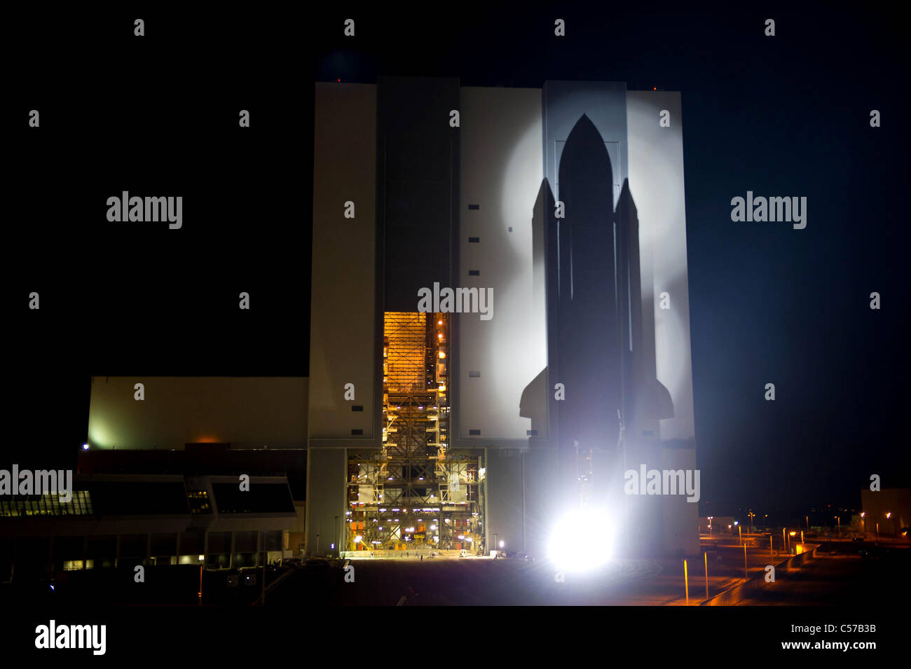 Space Shuttle Atlantis, Silhouette Stockfoto