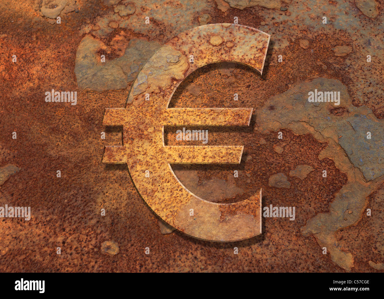 Rusty Euro - griechische Finanzkrise Stockfoto