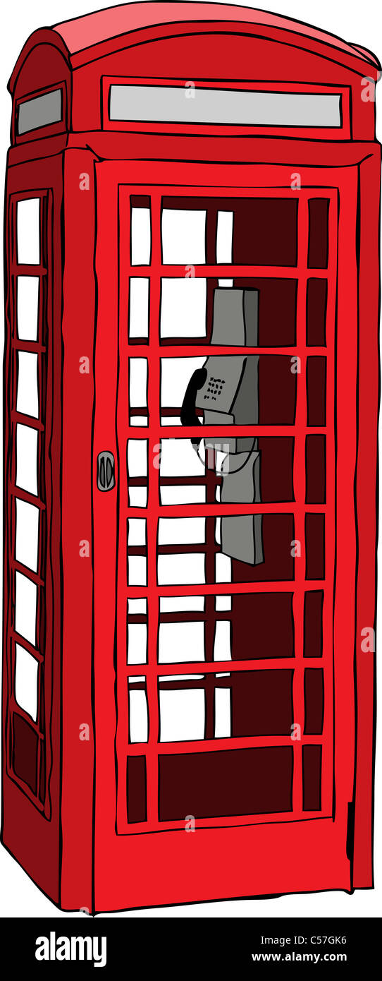 Vektor-Illustration der britische rote Telefonzelle in London Stockfoto