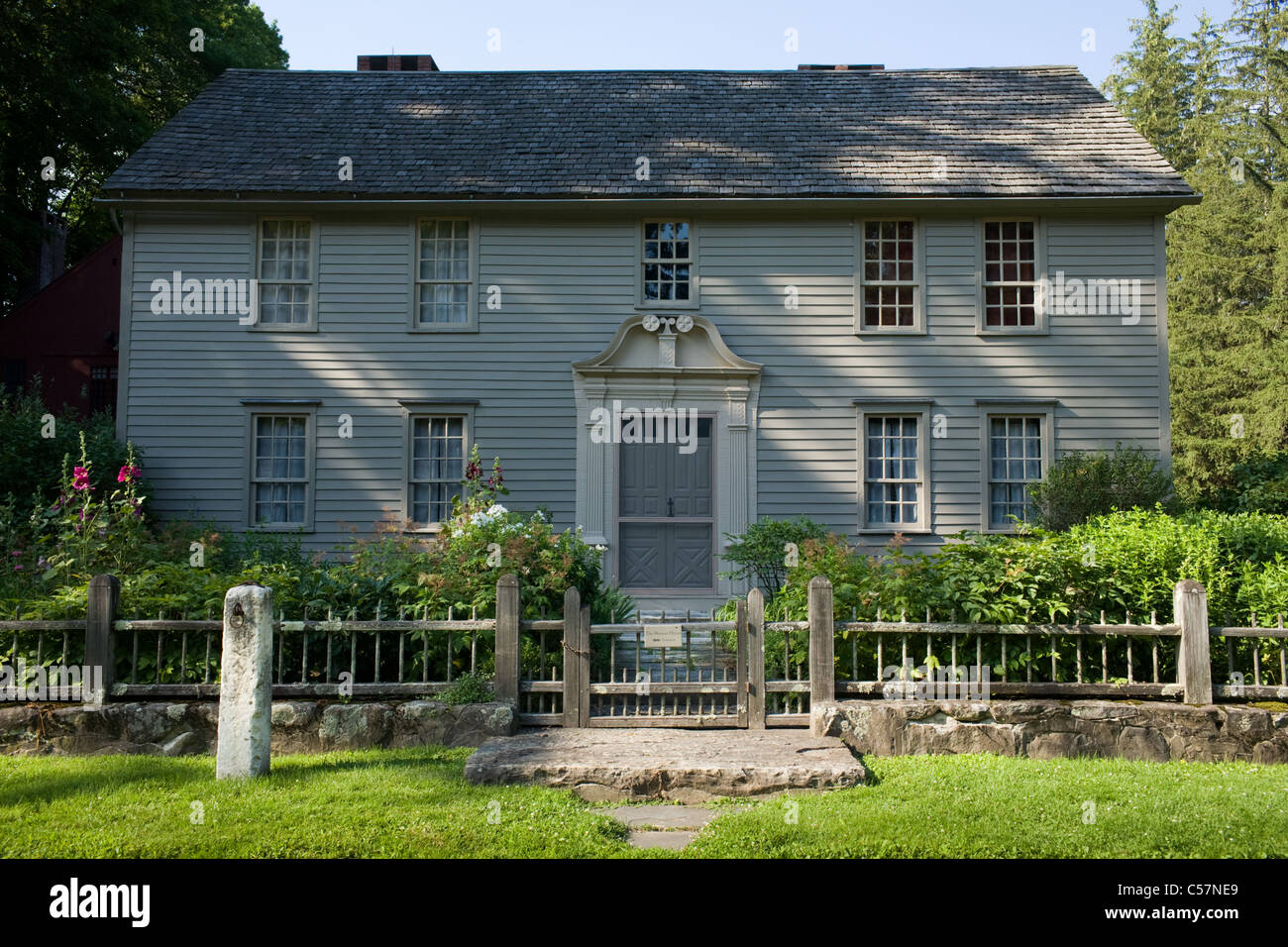 Das Missionshaus, 1742, Heimat von ersten Missionar nach Mohican Indianer, Stockbridge, Massachusetts, den Berkshires Stockfoto