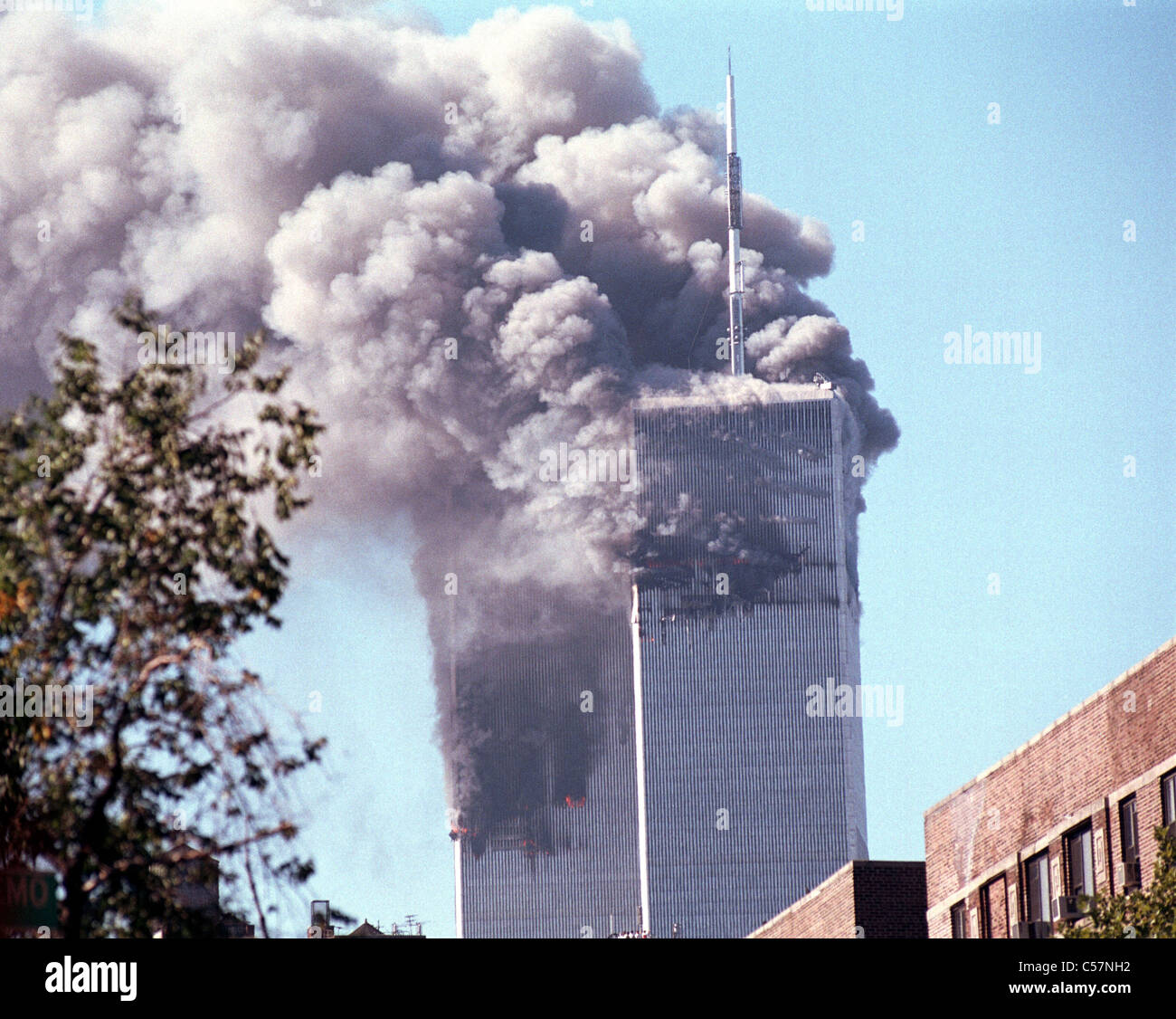 World Trade Center Feuer / Terrorismus 11. September 2001. (© Frances M. Roberts) Stockfoto
