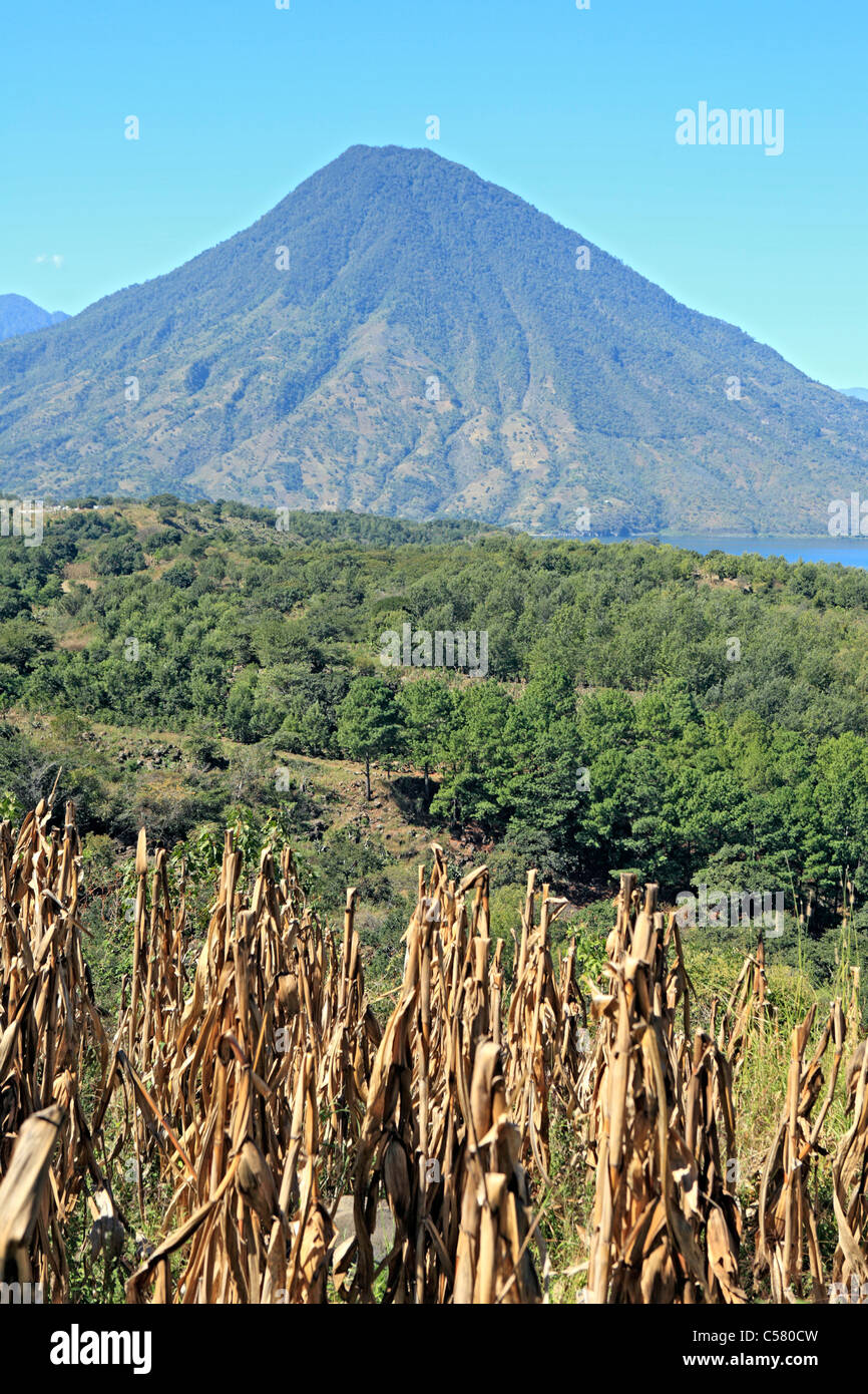 Mittelamerika, Zentralamerika, Guatemala, Lateinamerika, Atitlan See, Volcan San Pedro, Wasser, guatemaltekischen Hochland, Mitte Stockfoto