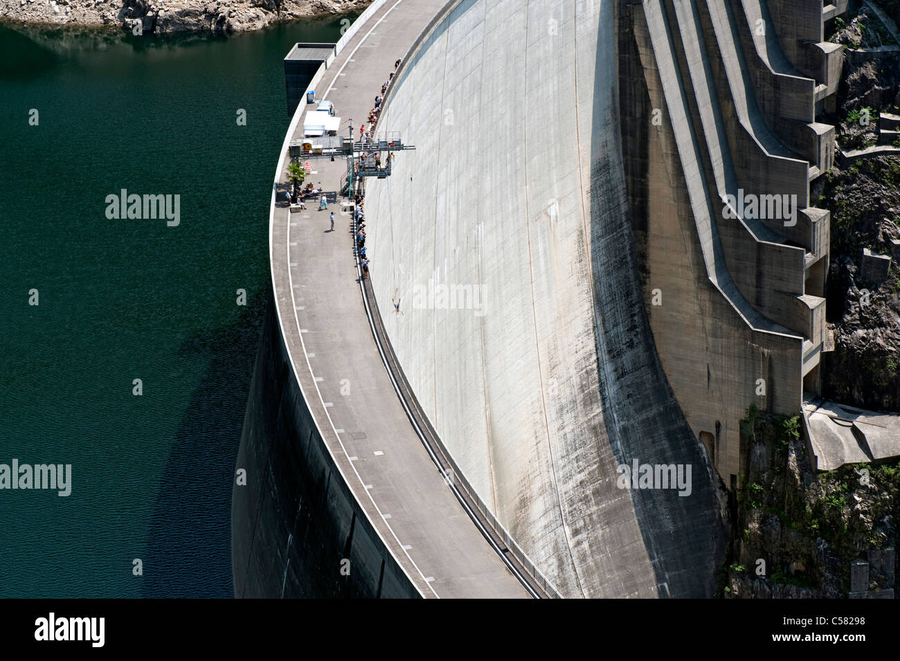 Schweiz, Europa, Ticino, Tal der Verzasca Staudamm, Lago di Vogorno, Energie, dam Wand Stockfoto