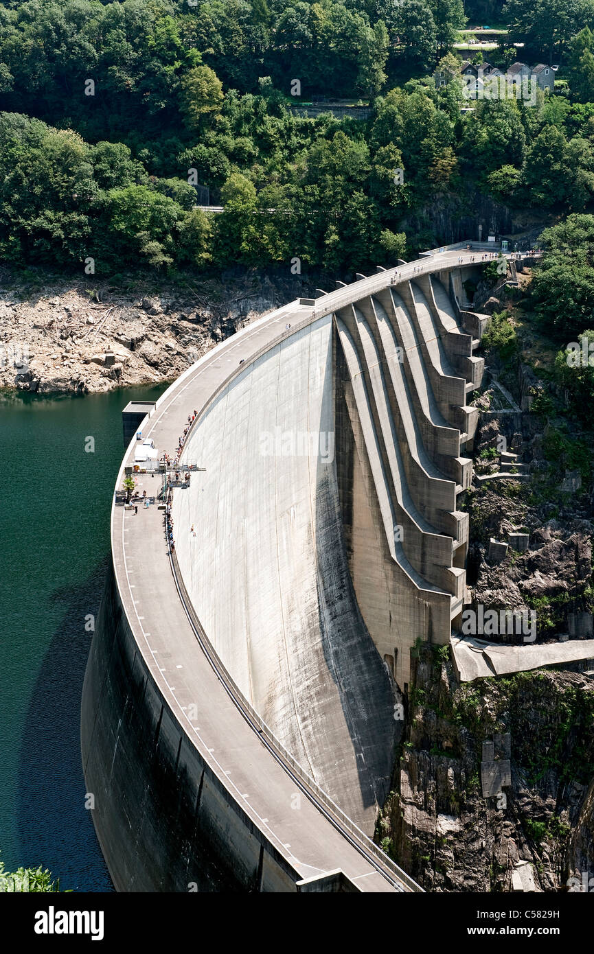 Schweiz, Europa, Ticino, Tal der Verzasca Staudamm, Lago di Vogorno, Energie, dam Wand Stockfoto