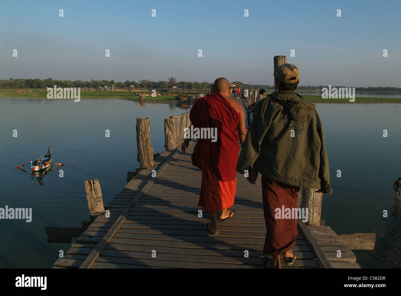 Amarapura, Asien, Burma, Myanmar, Brücke, U Bein, Fluss, Fluss, Ayeyarwady Stockfoto