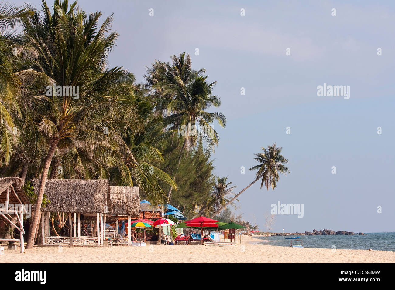 Asien, Atmosphäre, Ambiente, draußen, im Bereich Recording, Insel, Insel, Küste, Meer, Palmen, Phu Quoc, Süd-Ost-Asien, San Stockfoto