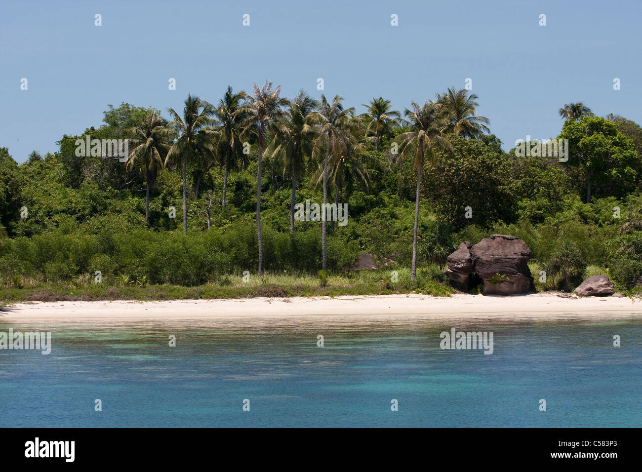 Asien, Atmosphäre, Ambiente, draußen, im Bereich Recording, Insel, Insel, Küste, Meer, Palmen, Phu Quoc, Süd-Ost-Asien, San Stockfoto