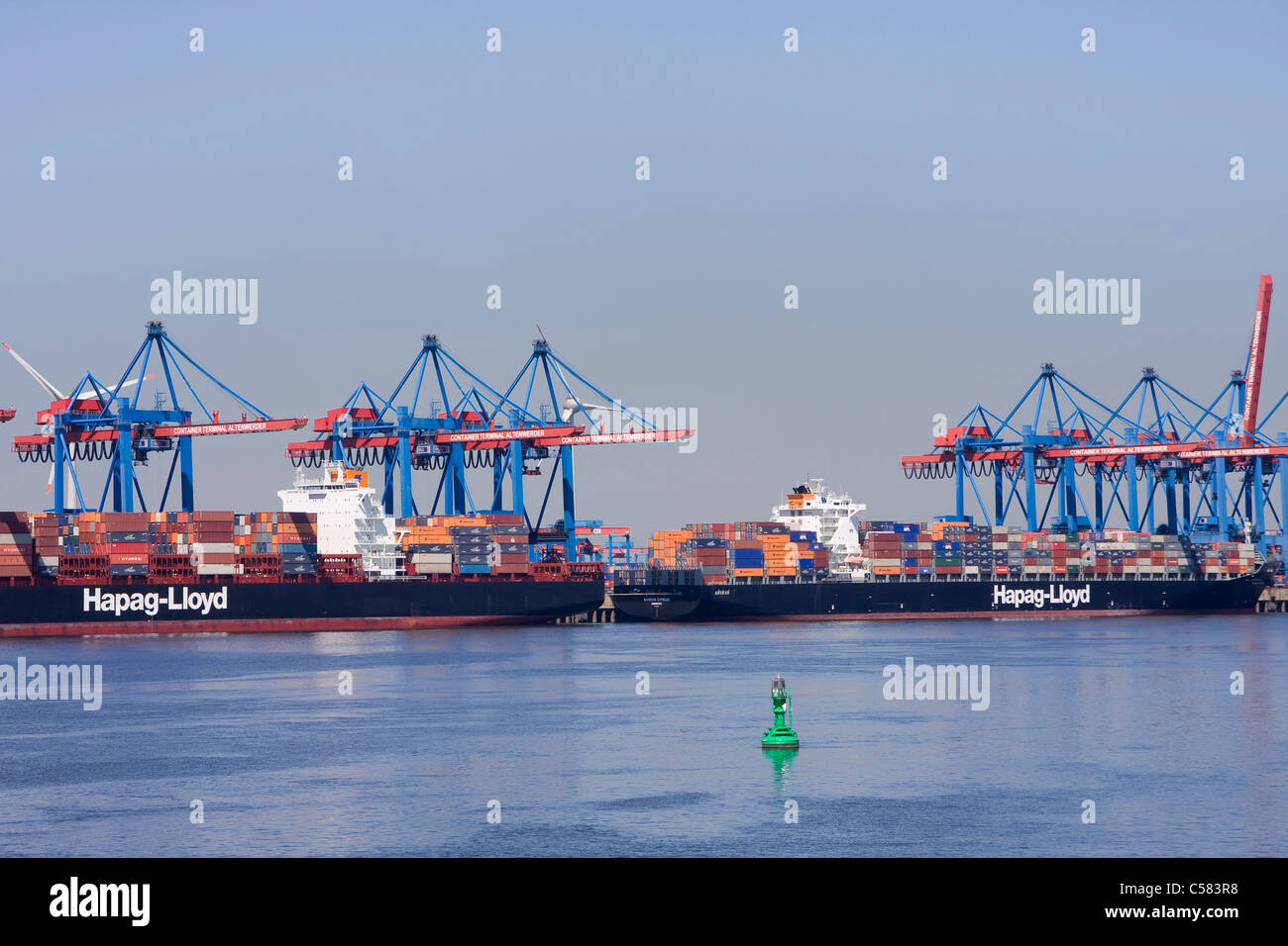 komplexe, außen, Geschäft, Container, Container-Häfen, Containerhafen, Containerschiff, Containerschiffe, Container-terminal, co Stockfoto