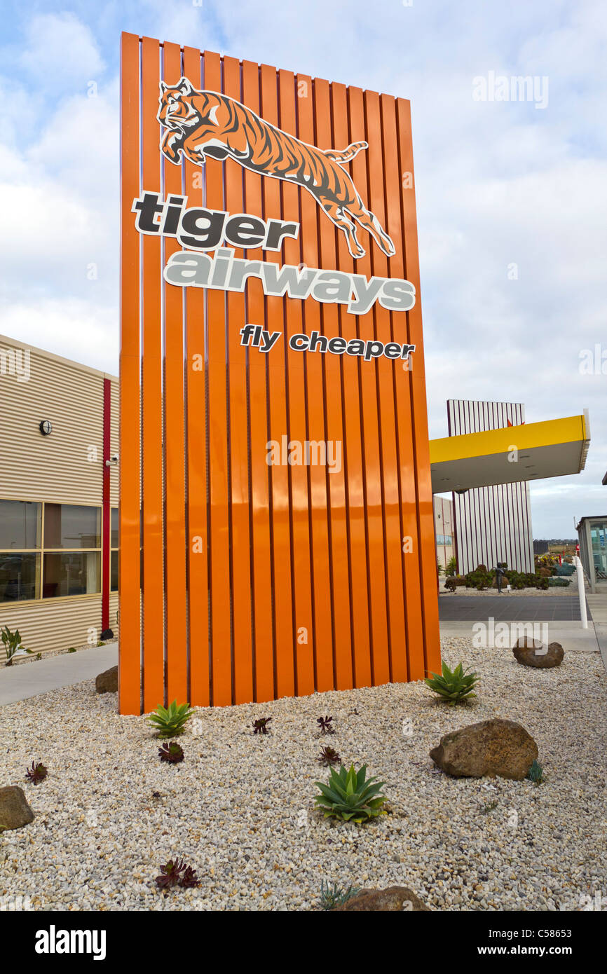 Tiger Australia Airlines Zeichen und Avalon Flugplatz Melbourne. Stockfoto