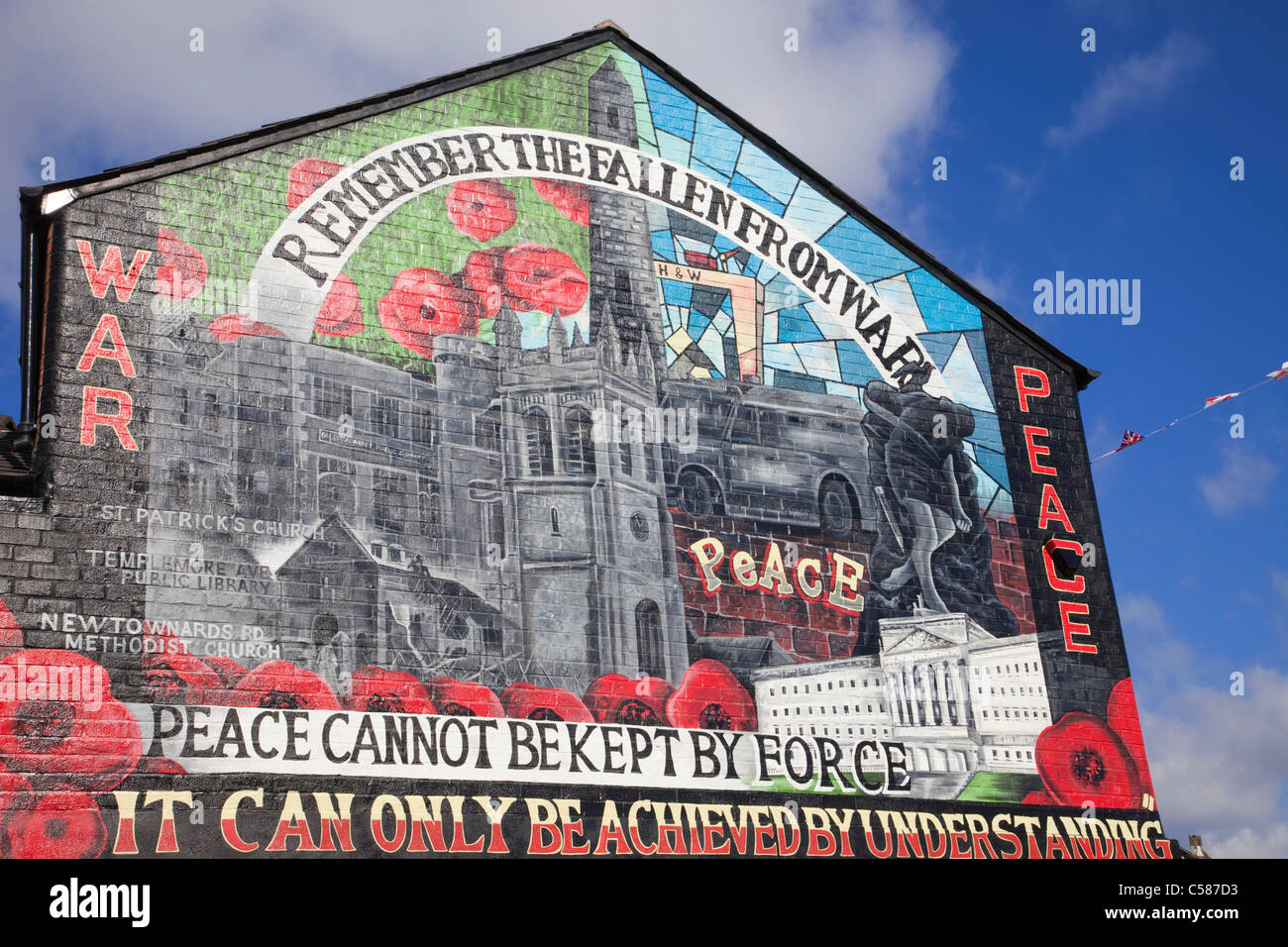 UK, Vereinigtes Königreich, Großbritannien, Großbritannien, Nordirland, Irland, Ulster, Belfast, East Belfast Wand Wandbild, Wandbild, Friede M Stockfoto