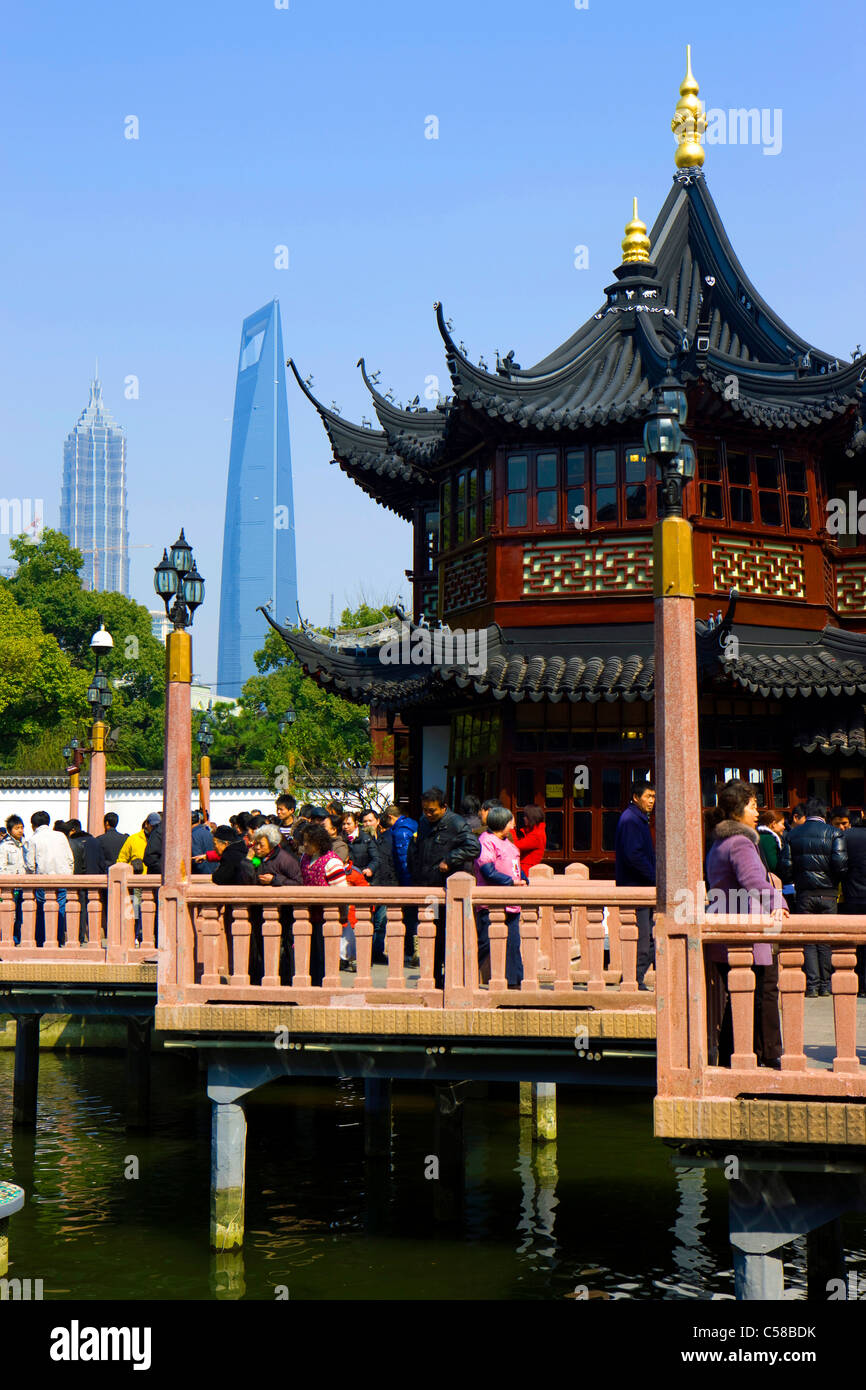 Shanghai Yuyuan Garten, China, Asien, Stadt, b, s von Wohnungen, Hochhäuser, Park, Personen, restaurant Stockfoto