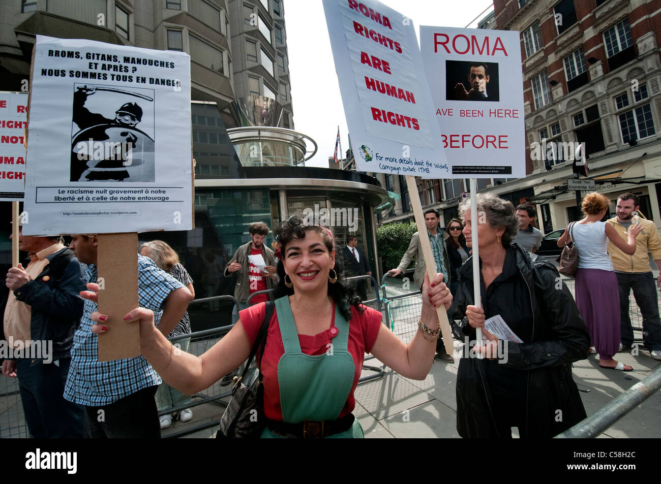 Protest gegen Rassismus und mangelnde Menschenrechte London Zigeuner Stockfoto