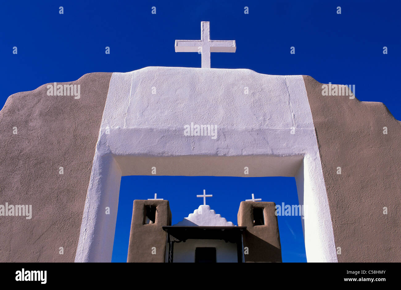 Kirche, Taos Pueblo, Taos, New Mexico, USA, USA, Amerika, Religion, detail Stockfoto
