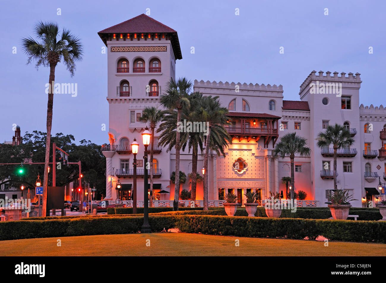 Lightner Museum, Dämmerung, alten Alcazar Hotel, Rathaus, St. Augustine, Florida, USA, USA, Amerika, Stockfoto