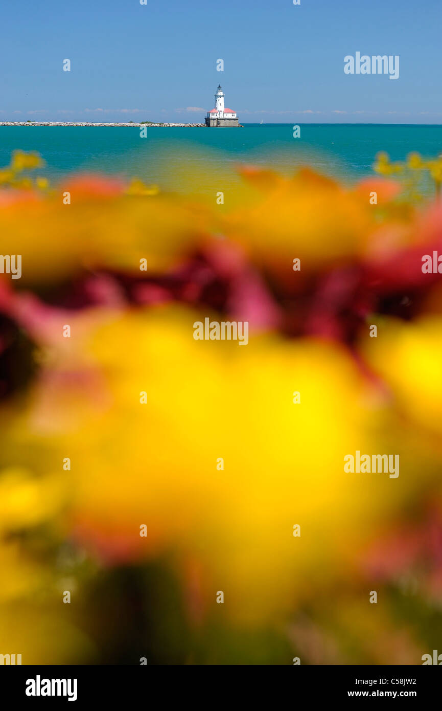 Leuchtturm, Lake Michigan, Navy Pier, Chicago, Illinois, USA, USA, Amerika, Meer Stockfoto