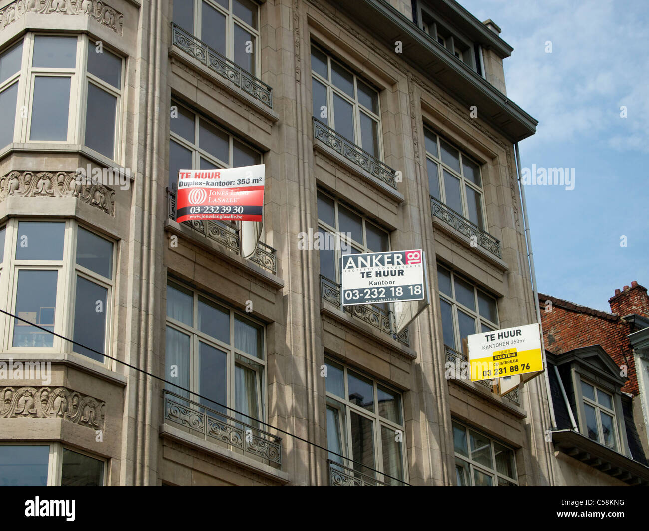 Büroflächen zu vermieten im Zentrum von Antwerpen, Belgien Stockfoto