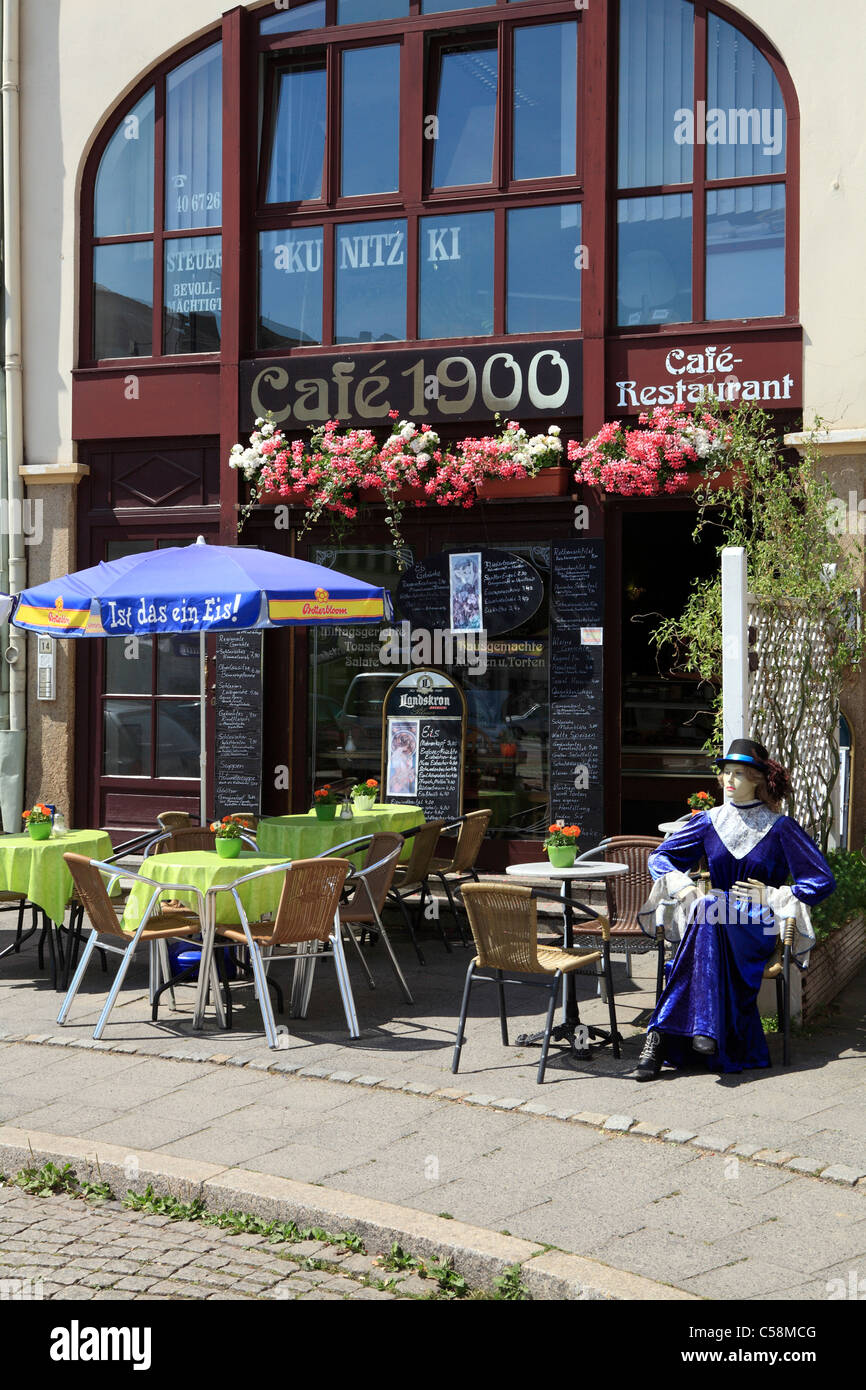 1900 Cafe und Restaurant am Obermarkt in Stadt Altstadt von Görlitz  (Zgorzelec). Deutschland, Europa, Sachsen Stockfotografie - Alamy