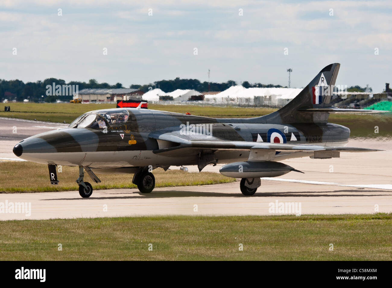 Hawker Hunter T7 WV372 G-BXFI an RAF Waddington gesehen Stockfoto