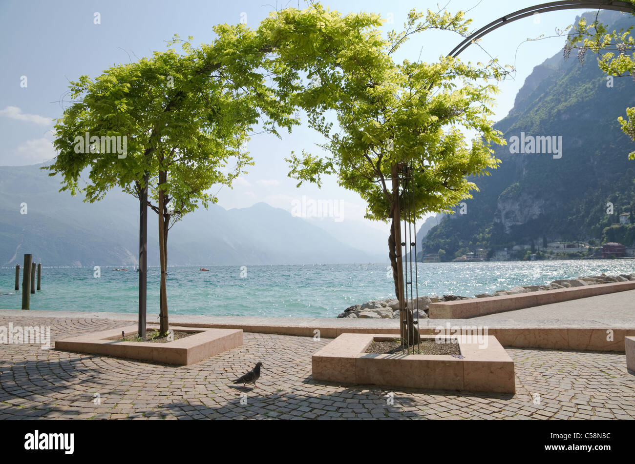 Blick hinunter zum Gardasee, Italien. Stockfoto