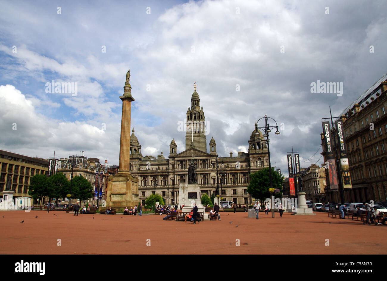 George Square und City Chambers in Glasgow, Schottland Stockfoto