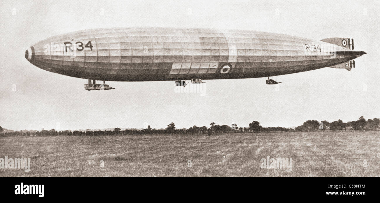 Die britische starre Luftschiff R34 1919, erstes Flugzeug, eine Ost-West-Überquerung des Atlantiks zu machen. Stockfoto