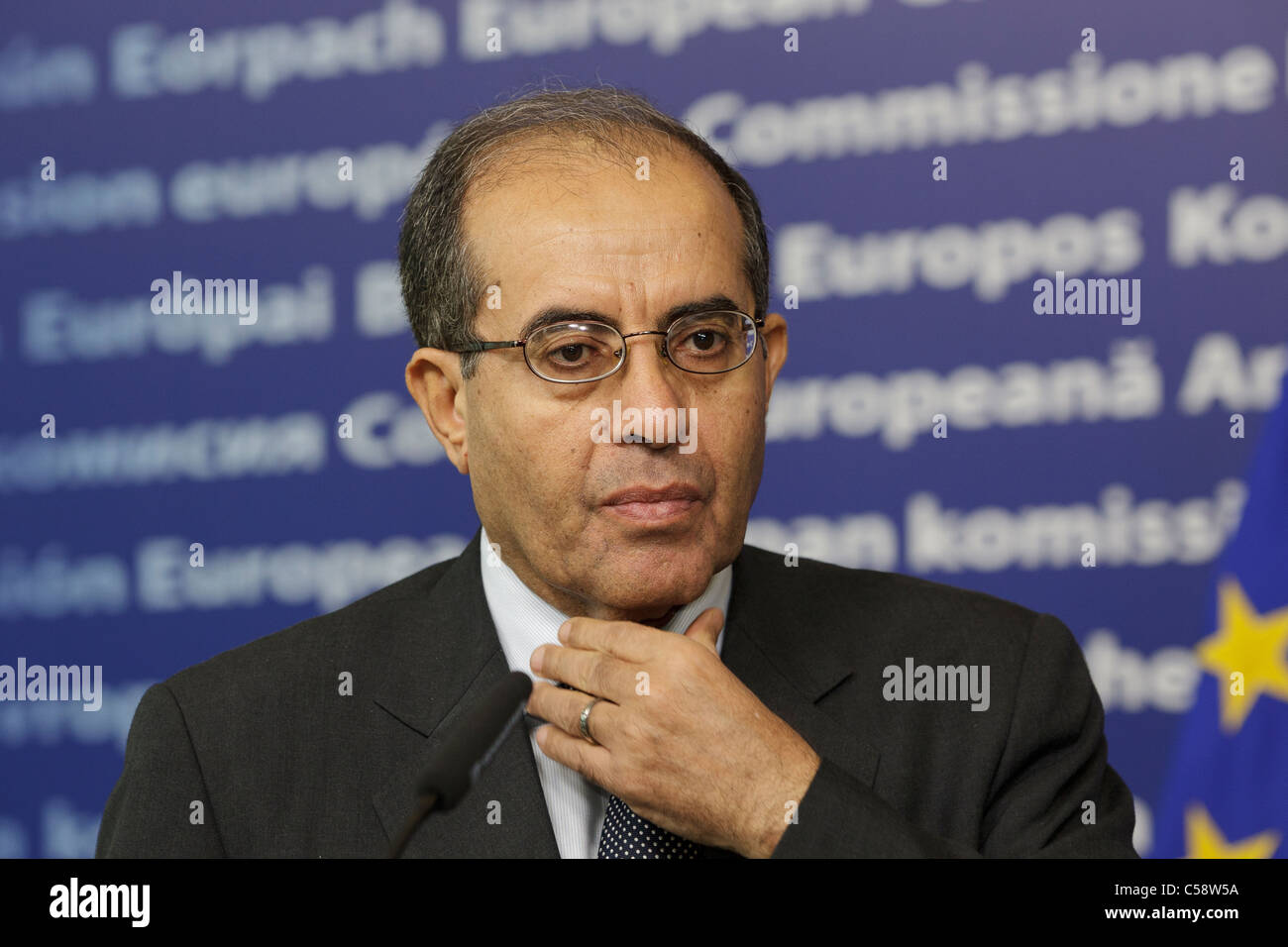 Mahmoud Jibril, Vorsitzender, Übergangsregierung Libyens, anlässlich der Europäischen Kommission in Brüssel. Stockfoto