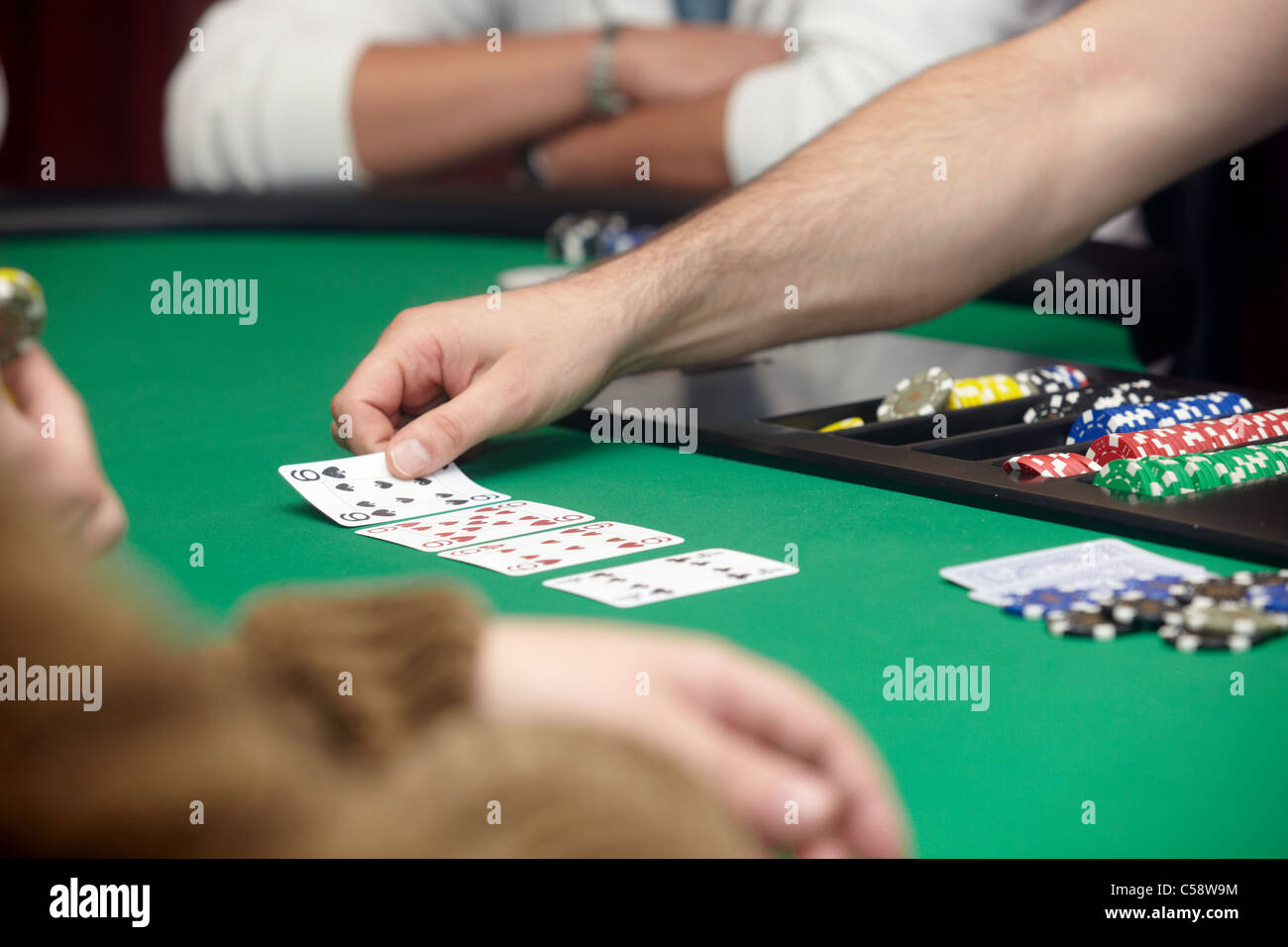 Nahaufnahme von Poker-Spiel Stockfoto