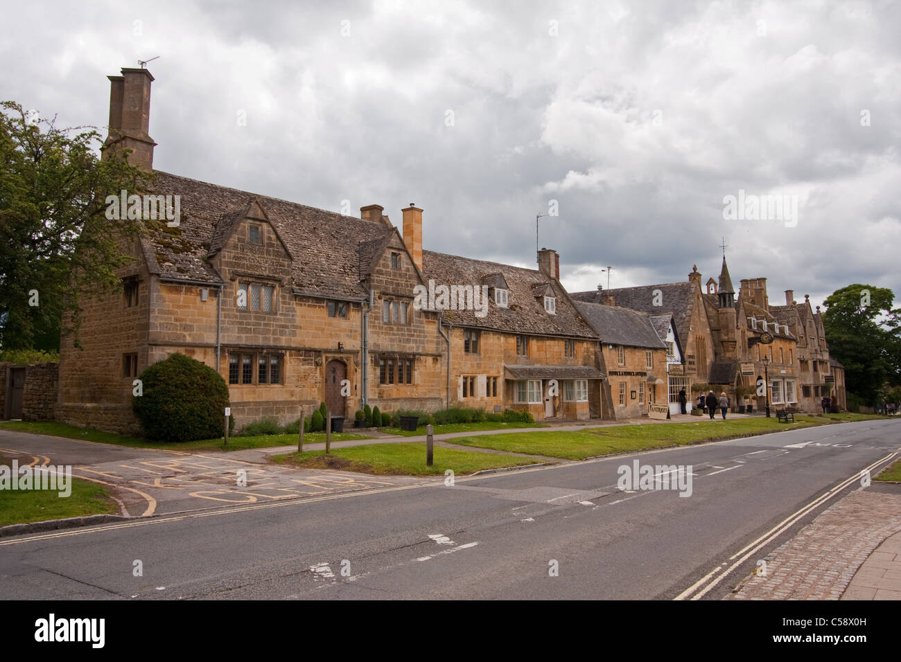 Gebäude von typischen Cotswold Stein in Broadway, Worcestershire Stockfoto