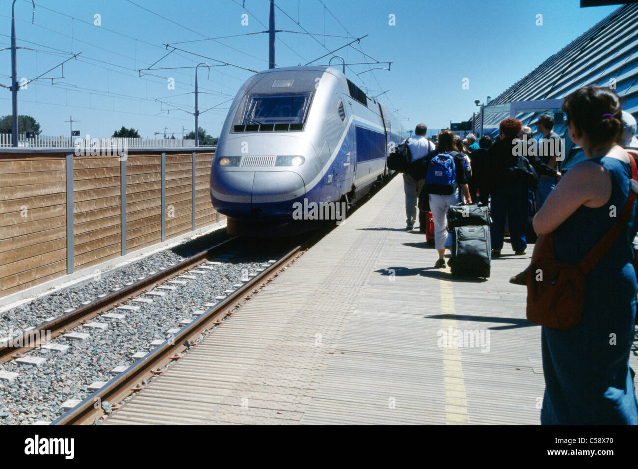 Avignon Frankreich Tgv Bahnhof Bahnsteig Stockfoto