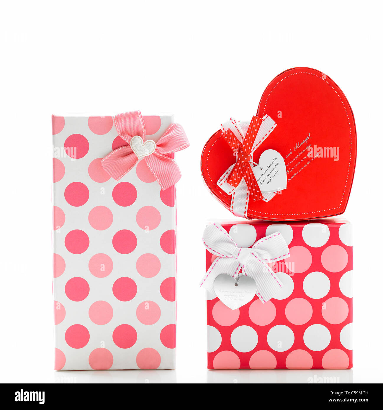 Nahaufnahme von Geschenk-Boxen Stockfoto