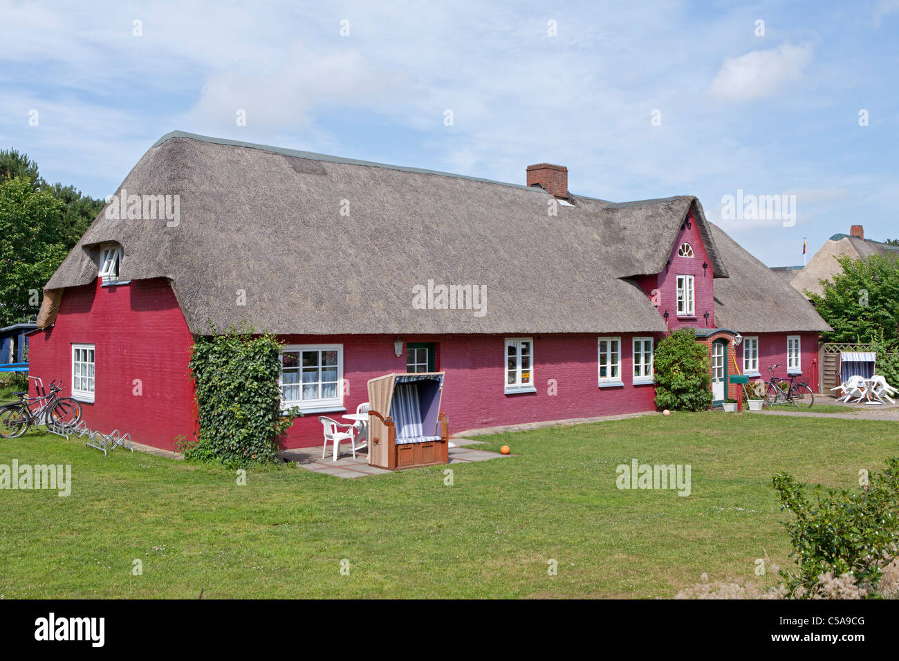 reetgedeckten Haus, Nebel Dorf, Insel Amrum, Nordfriesland, Schleswig-Holstein, Deutschland Stockfoto