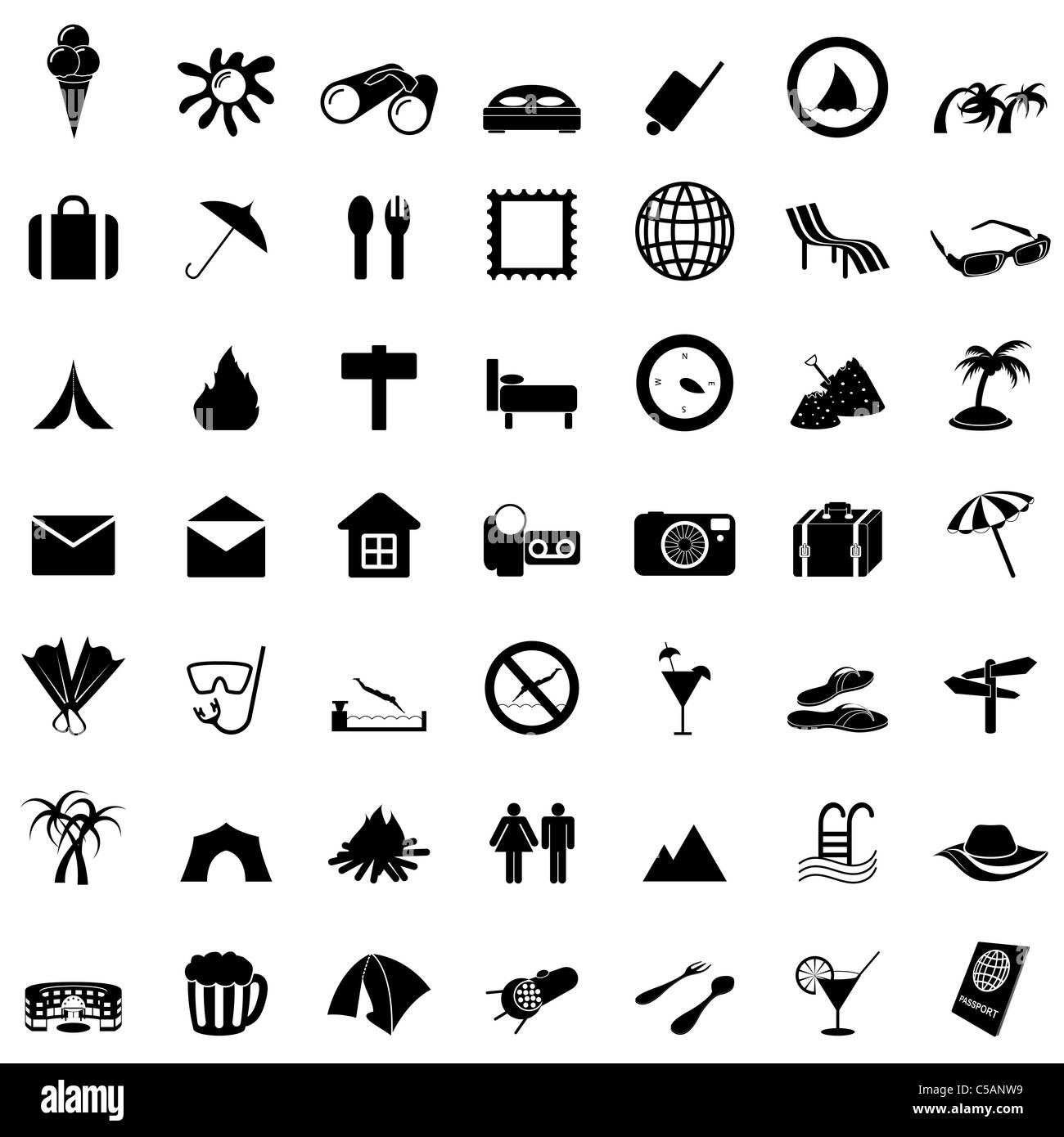 Reise-Set von verschiedenen Vektor-Web-icons Stockfoto