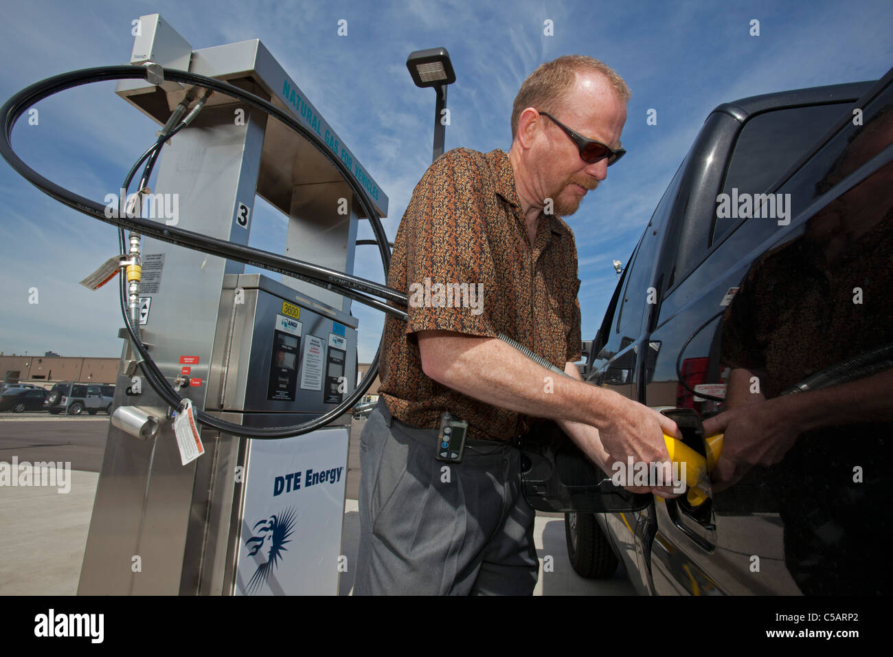 Komprimiertes Erdgas-Fahrzeug-Tankstelle Stockfoto