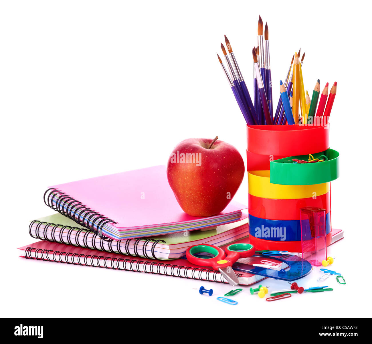 Kunstschule liefert.  Schreibutensilien. Stockfoto