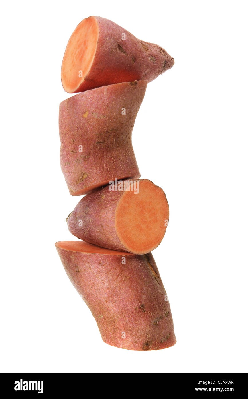 Stapel von Süßkartoffel Stücke Stockfoto
