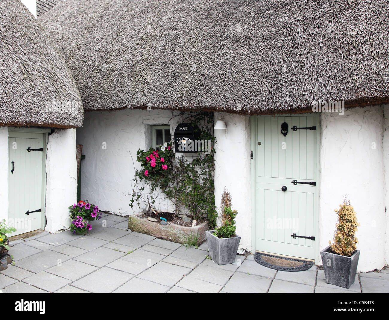 Cove Cottage, Reetdachhaus in Clogherhead, Co. Louth, Irland Stockfoto