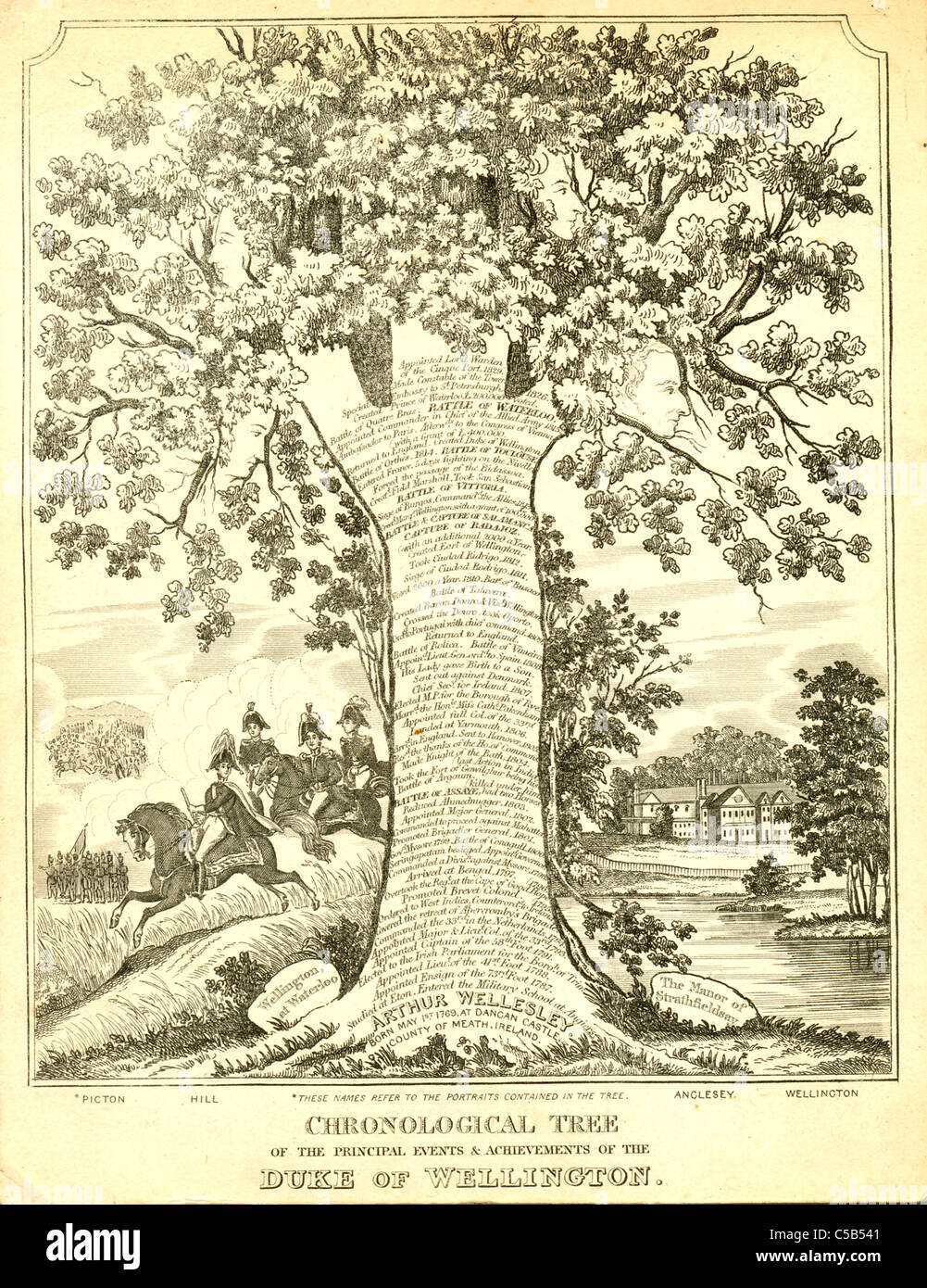Chronologische Baum der Hauptereignisse und Errungenschaften des Herzogs von Wellington Stockfoto